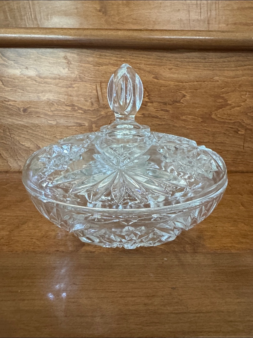 Vintage Etched Glass Candy Dish 8”x6”x2”